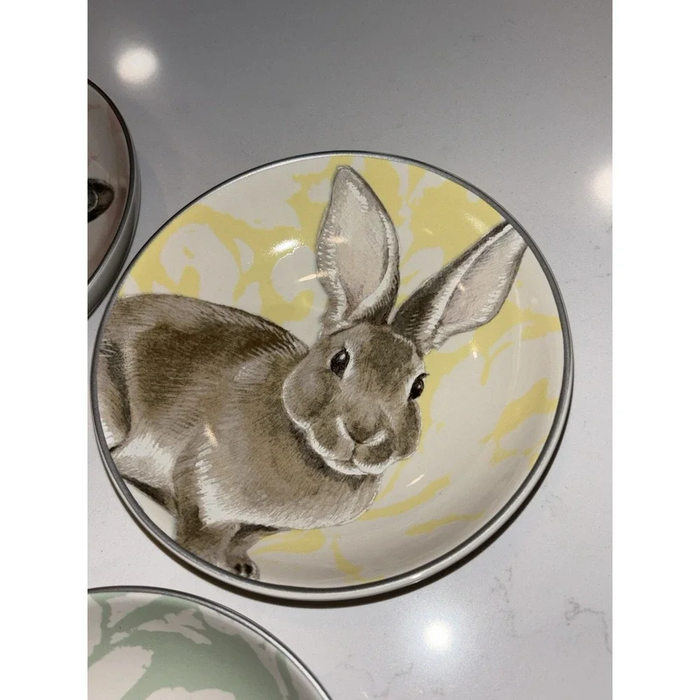 Williams Sonoma Damask Bunny Dessert Dip Small BOWL Floral Rabbit 5.5